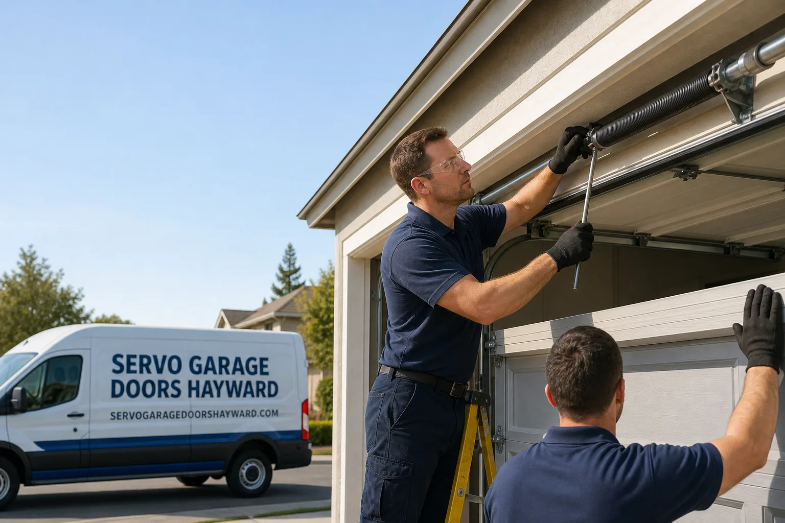Servo Garage Doors Hayward garage door service vehicle and crew in Hayward, CA